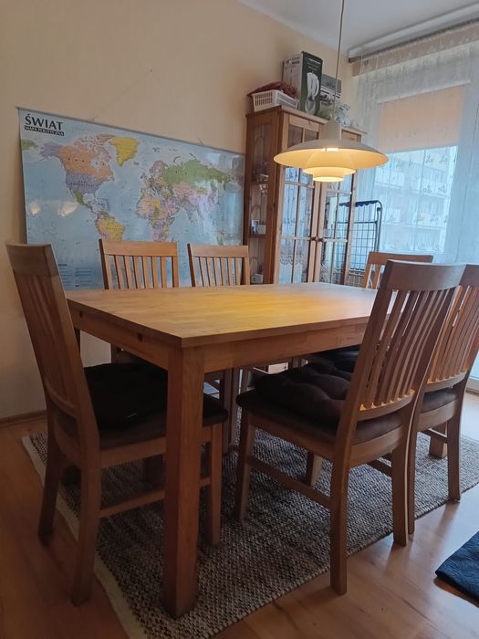 Skandynawski Stół dębowy z krzesłami