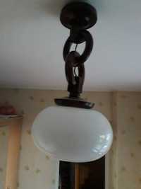 Jeszcze taniej -  Drewniana lampa oswietleniowa, sufitowa z białym klo