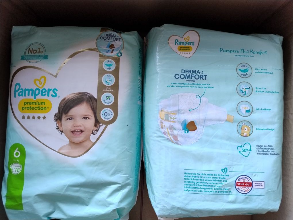 Підгузники Pampers premium 6, 18 шт. Німеччина.