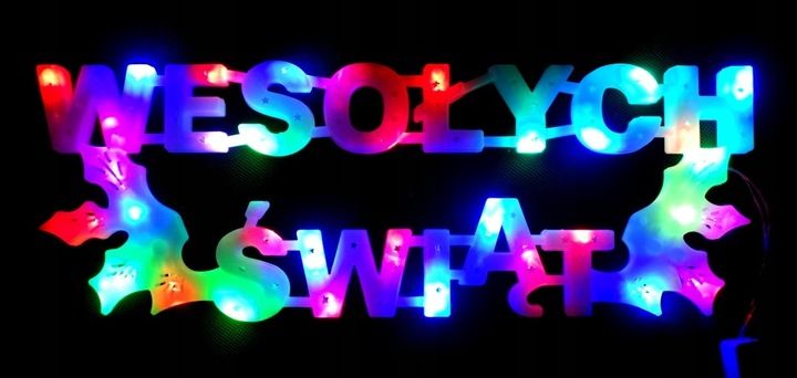 Ozdoba Świąteczna Multikolor Led Wesołych Świąt
