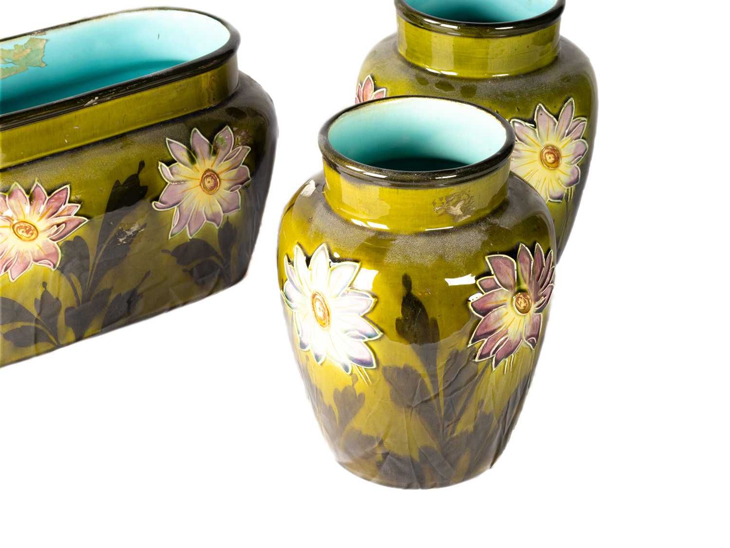 Vasos barbotina verde Boulenger Creil França | século XX
