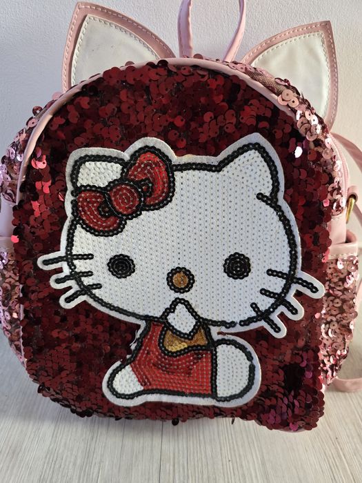 Plecak dziewczęcy mały Hello Kitty cekinowy błyszczący