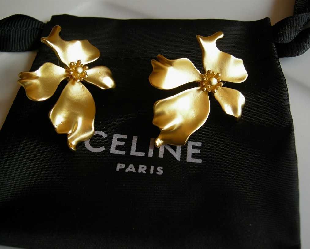 Celine Paris kolczyki kwiaty mosiężne