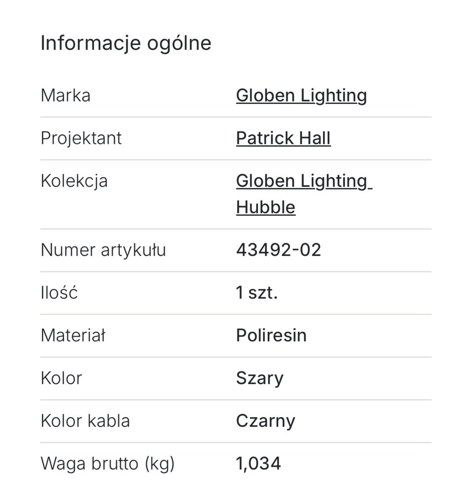 Globen Lighting Hubble Ø15 cm szara lampka stołowa