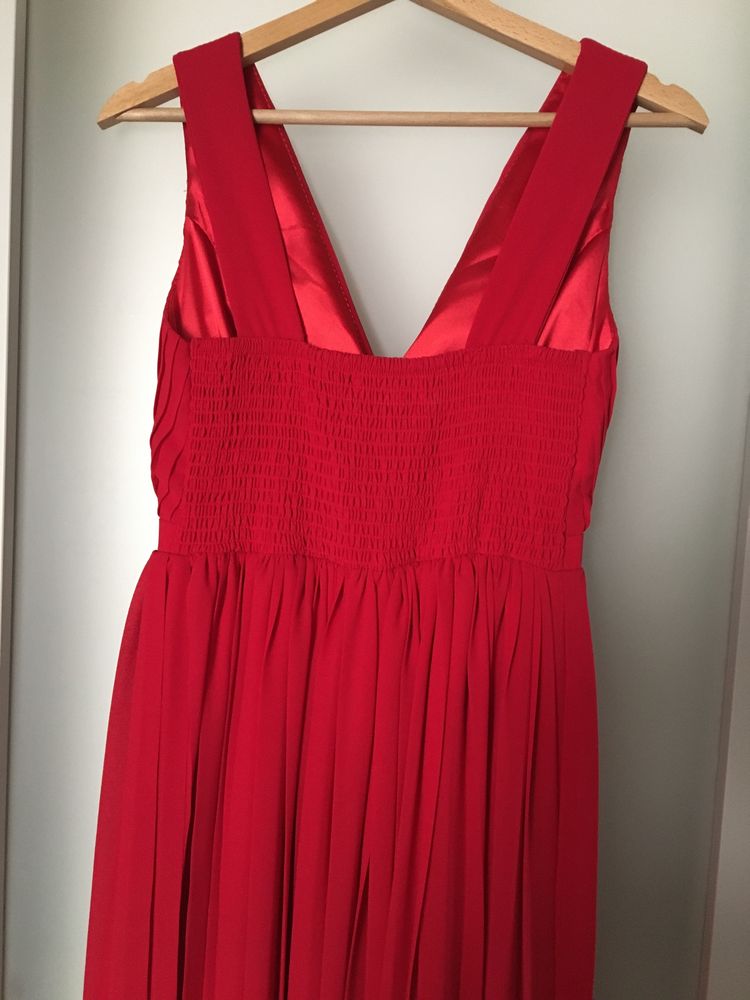 Nowa elegancka czerwona długa sukienka wieczorowa S
