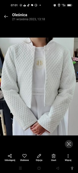 Sukienka komunijna, na 150cm komplet z 2 bolerkami i torebką + buty 38