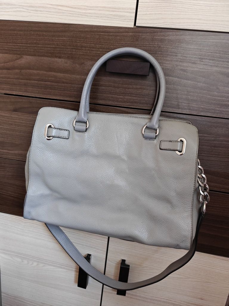 Michael Kors Hamilton szara torebka skórzana skóra naturalna na ramię