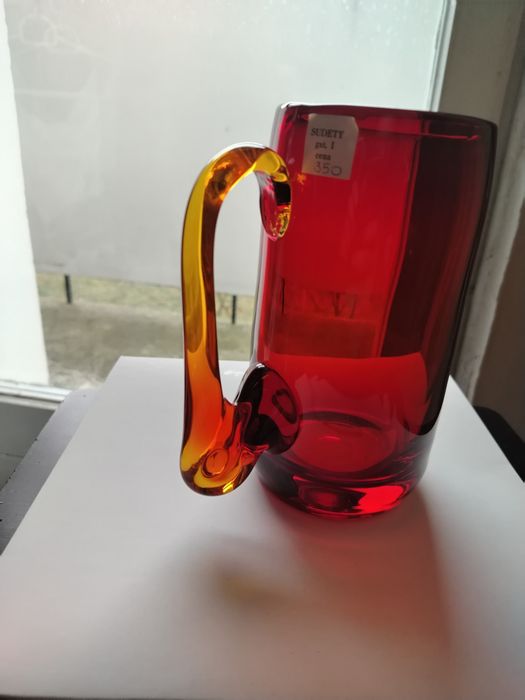 Szklany kufel  huta sudety  prl nowy