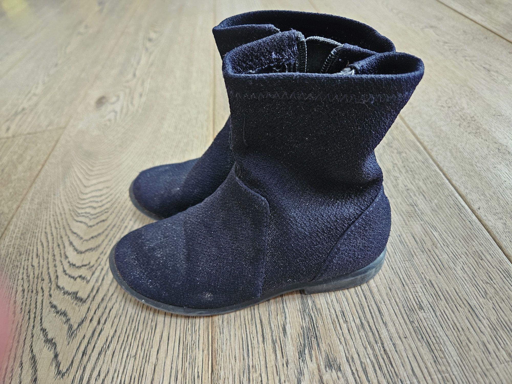 Botki wiosenne Zara Girls 27, wkładka 17 cm granatowe mieniące się bro