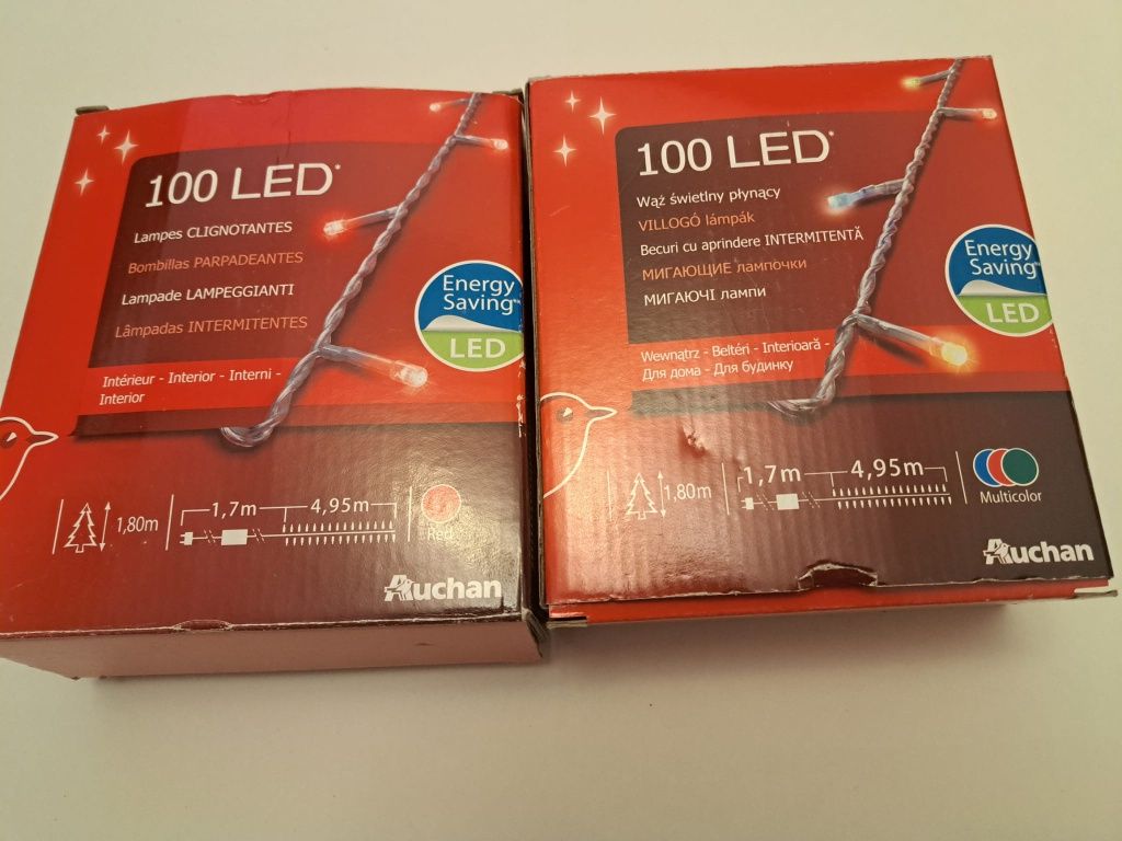 Lampki na choinkę LED czerwone i kolorowe 5m