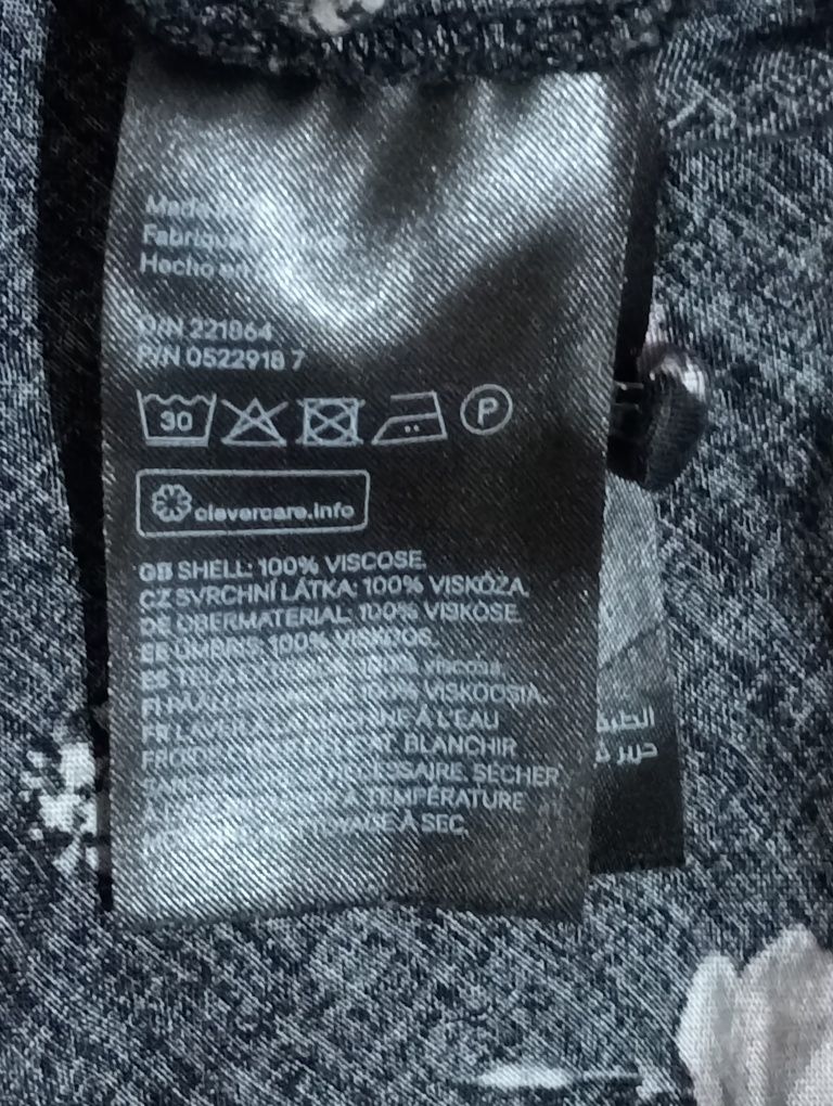 Sukienka czarna kwiaty lekka H&M 38/M/165