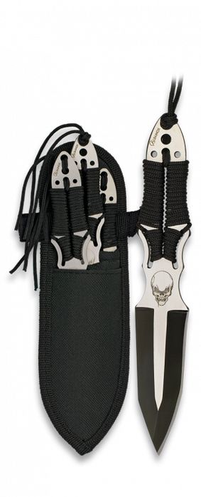 Noże do rzucania Martinez Albainox Skull Set 3 szt Black Paracord,