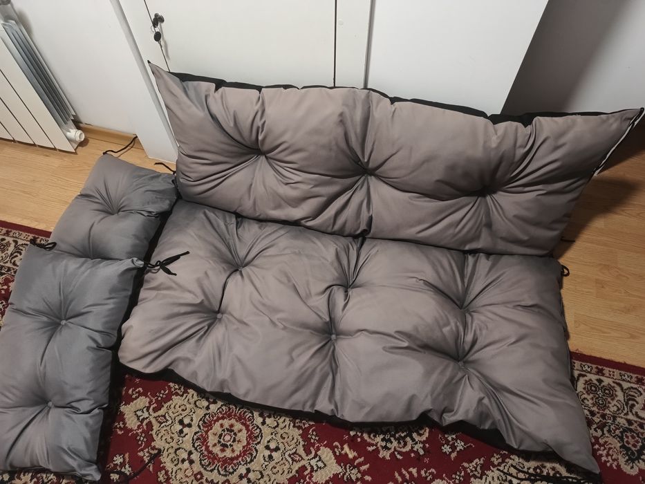 Duża poduszka ogrodowa+ 2 boczne na ławkę palety huśtawkę