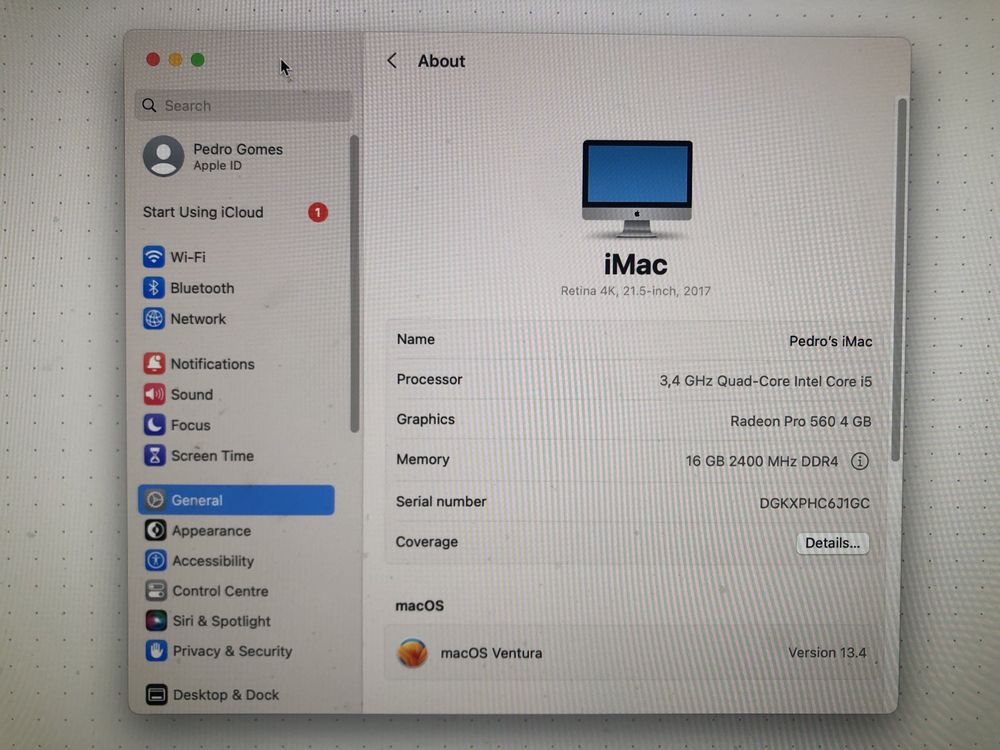 iMac 21.5 | Retina 4K | 2017  | Intel Core i5 | 16B | 500G SSD