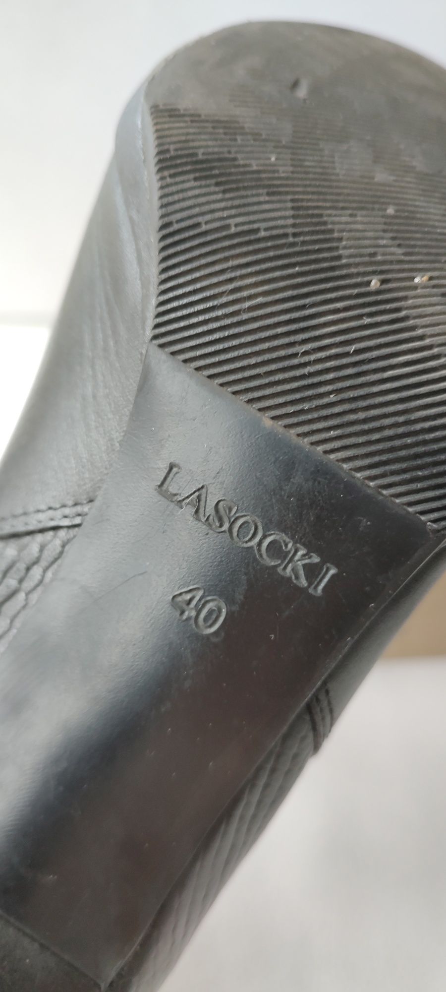 Botki buty skórzane Lasocki na obcasie 40