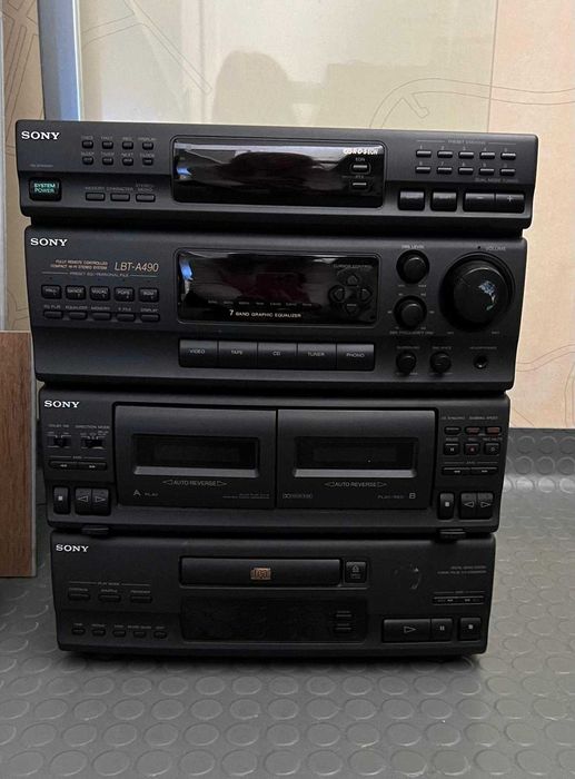 Sony LBT-A490 sistema som leitor CD gravador de cassetes duplo e rádio