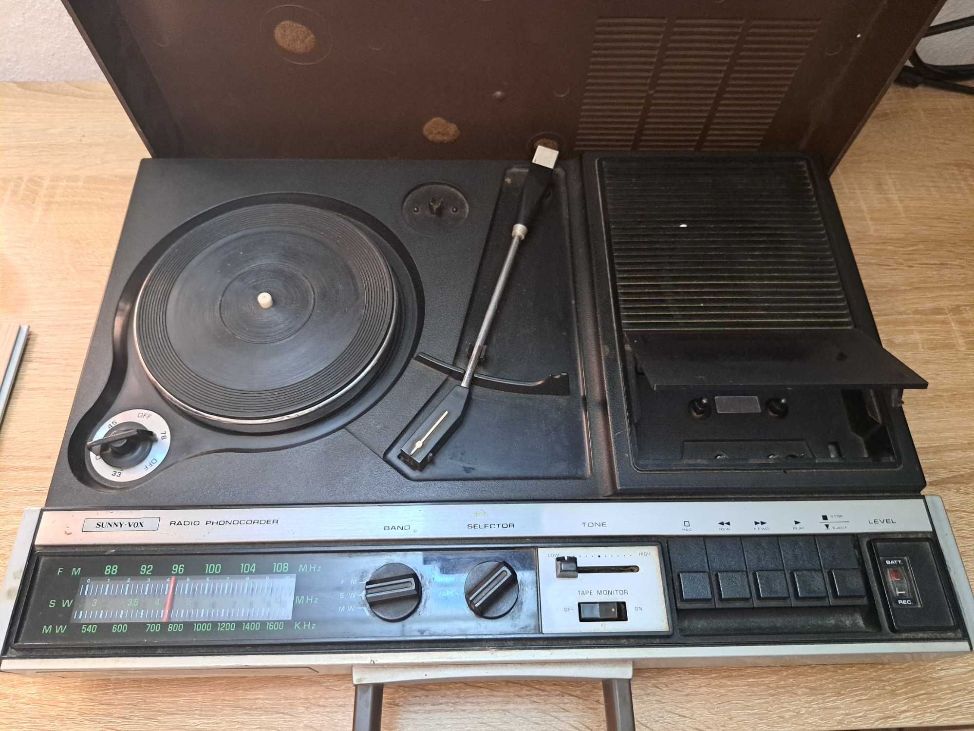 Vintage SUNNY VOX Model 500, Radio, Discos de Vinil e Cassete