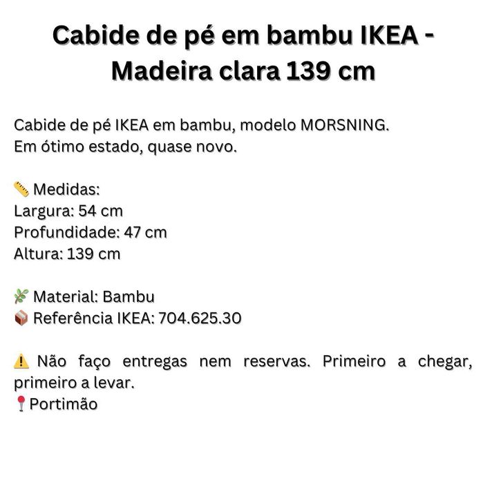 Cabide de pé em bambu IKEA - Madeira clara 139 cm