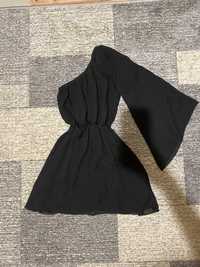 Платье черное мини шифоновое на одно плечо сукня шифонова