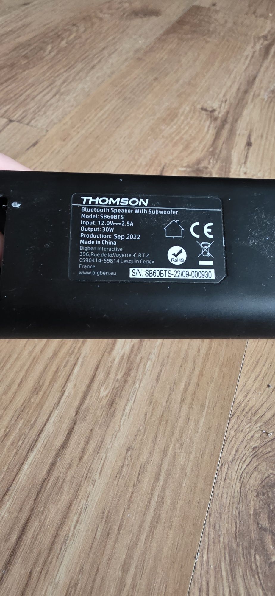 Głośnik THOMSON Bluetooth Speaker With Subwoofer Model: SB60BTS