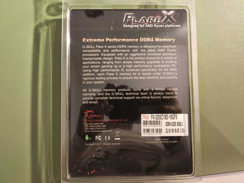 Memória RAM G.Skill Flare X - 16GB (2x8GB)-DDR4-3200MHz-CL16