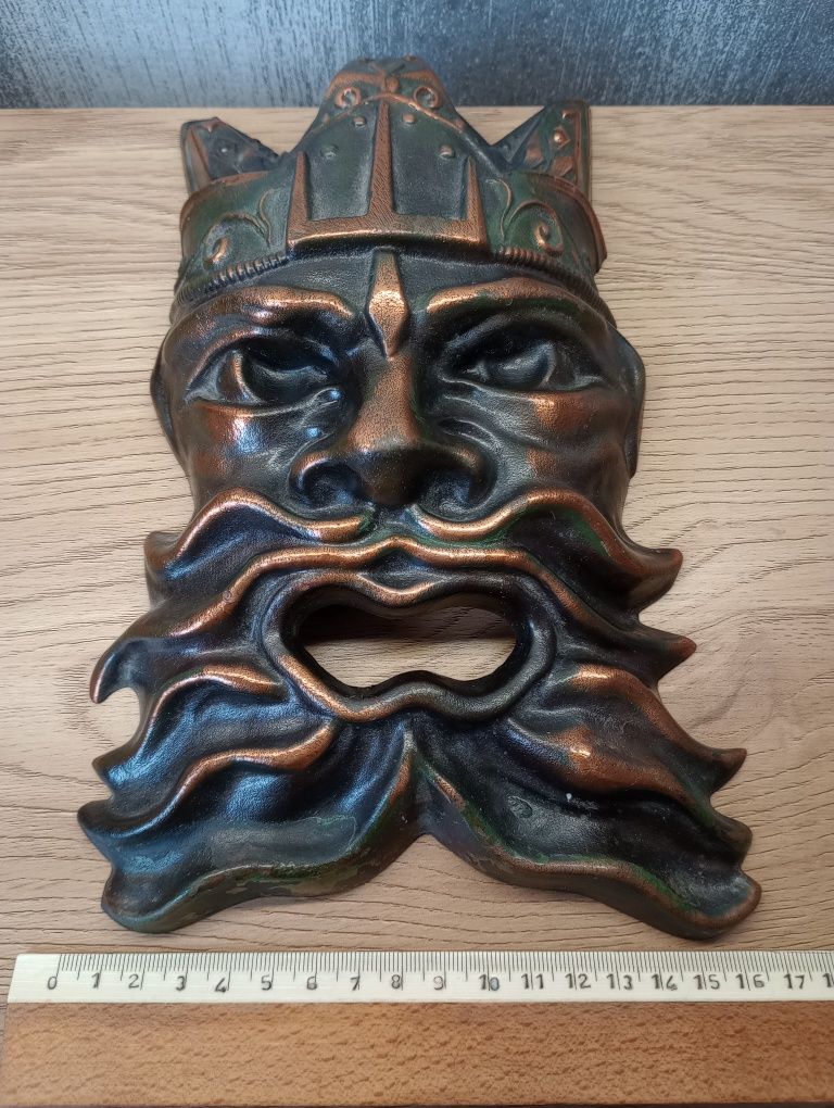 Stary metalowy odlew - maska Neptun, Posejdon