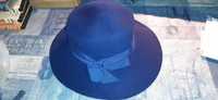 stary kapelusz damski niebieski dla kolekcjonerów prl