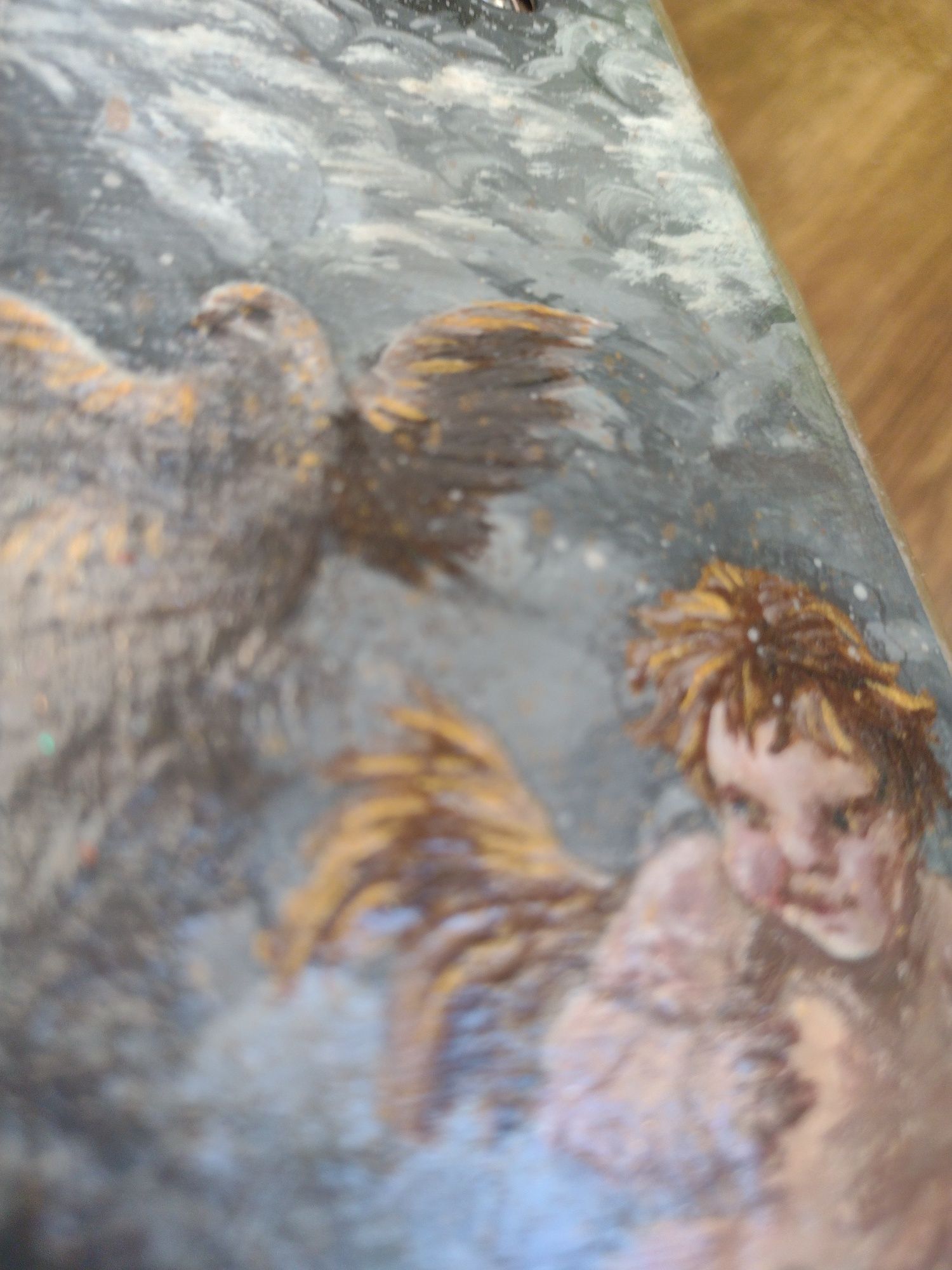 Ręcznie malowane Etui Aniołek i gołąb