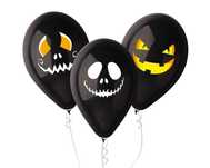 Balony Halloween twarze, 30 cm, 3 szt.