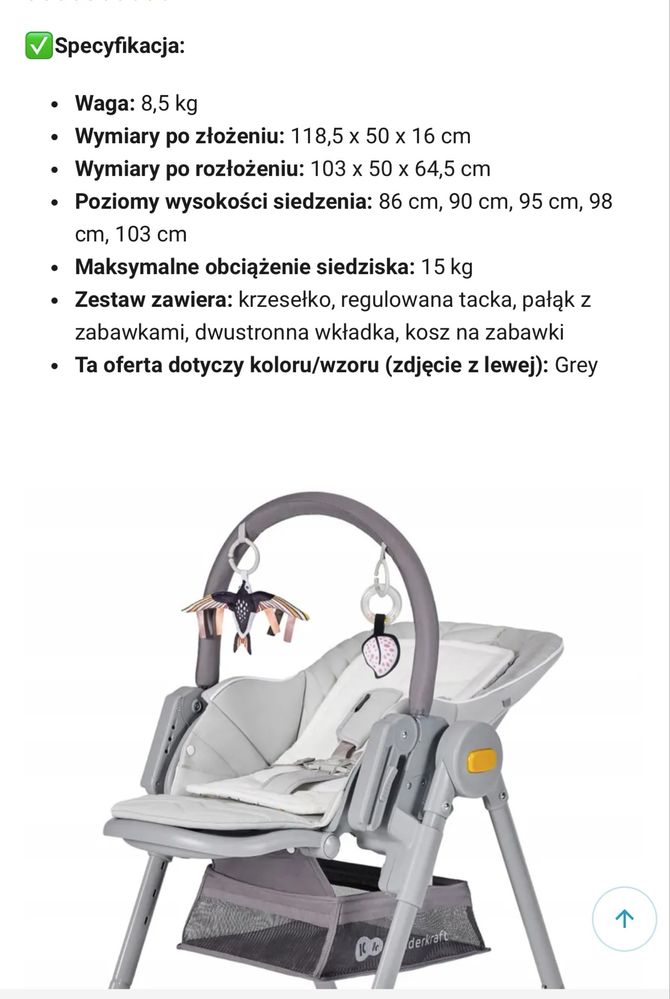 Fotelik to karmienia kinderkraft