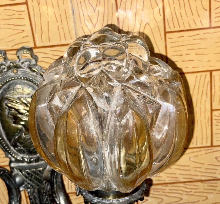 Par de candeeiros parede com bolhas de ar vidro, art nouveau