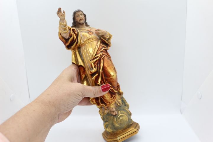 Arte Sacra Imagem Sagrado Coração de Jesus em Pó de Pedra XX 26 cm