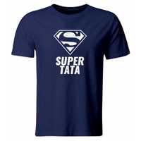 Koszulka SUPER TATA, Prezent na Dzień Ojca, granatowa, roz. 3XL