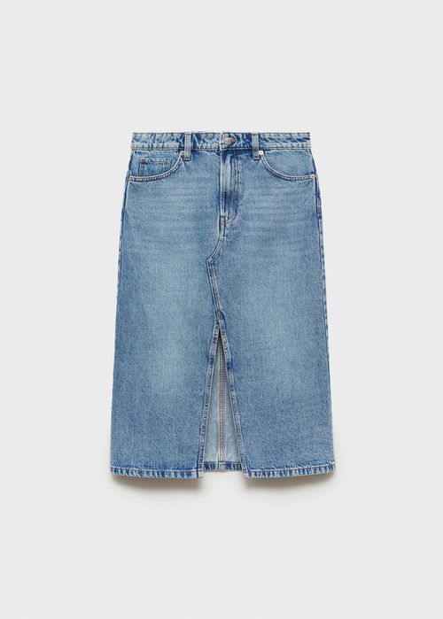 Spódnica jeansowa midi z rozporkiem Mango M