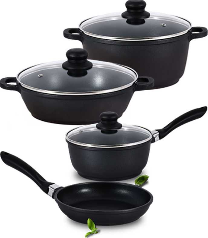 ZESTAW GARNKÓW Indukcja Gaz Piekarnik Powłoka Non-Stick 7 ELEMENTÓW