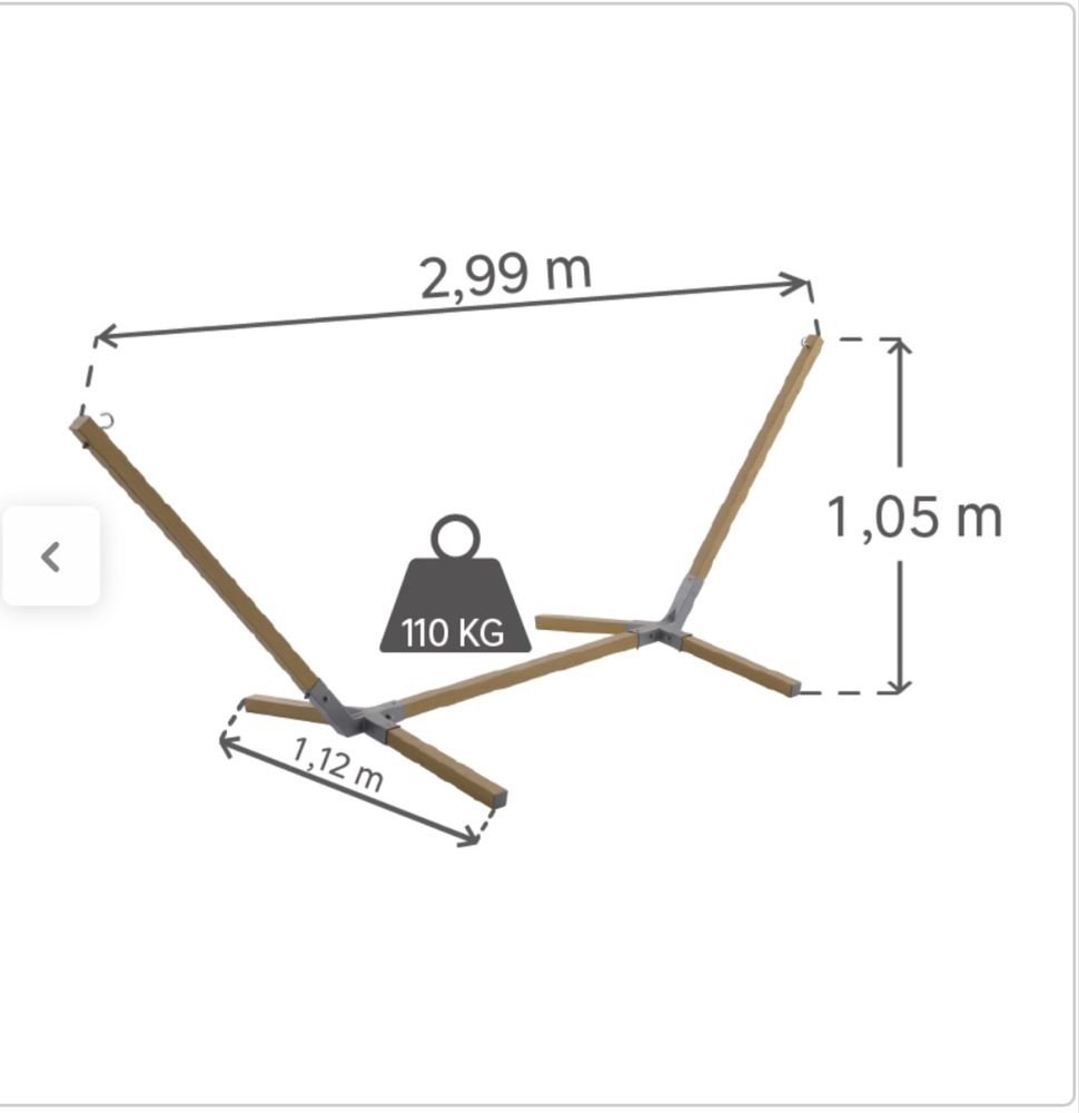 Suporte para cama de rede NATERIAL ISMA 299X112,5X105CM MADEIRA
