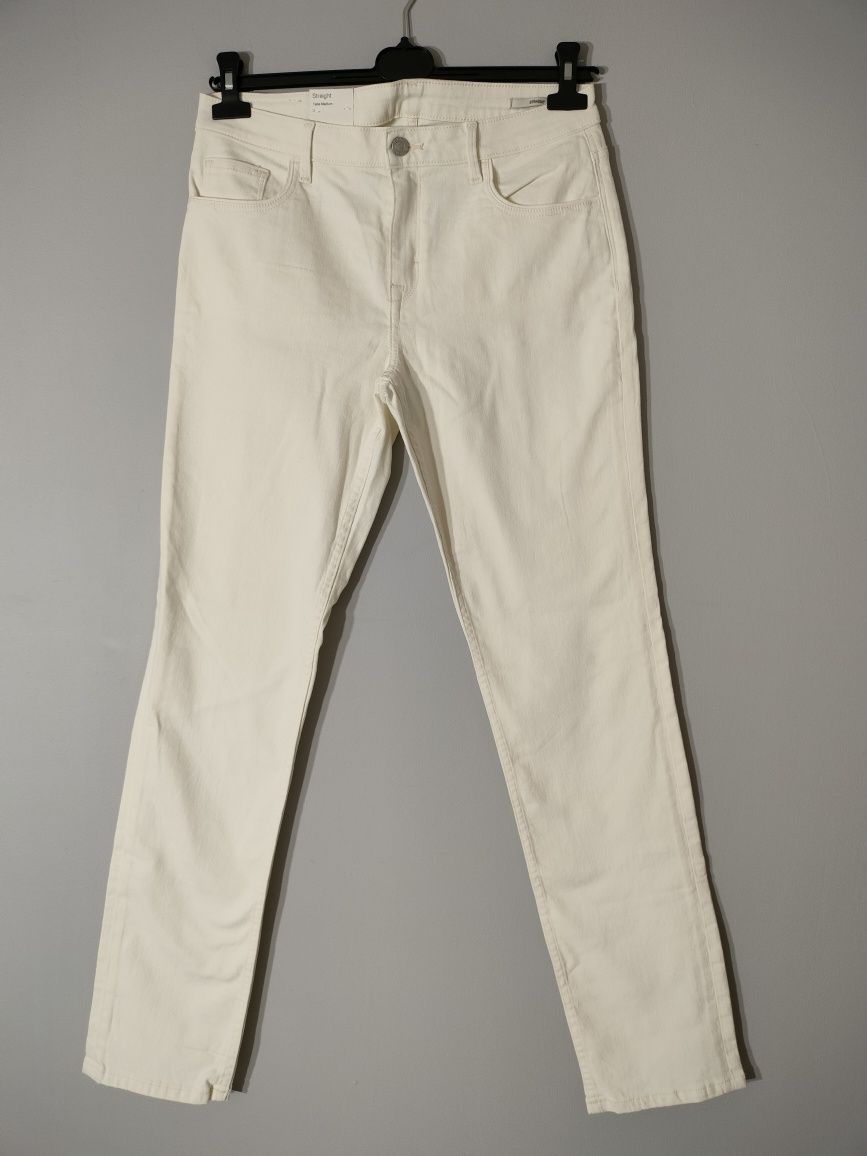 Nowe kremowe spodnie jeansowe proste Esprit