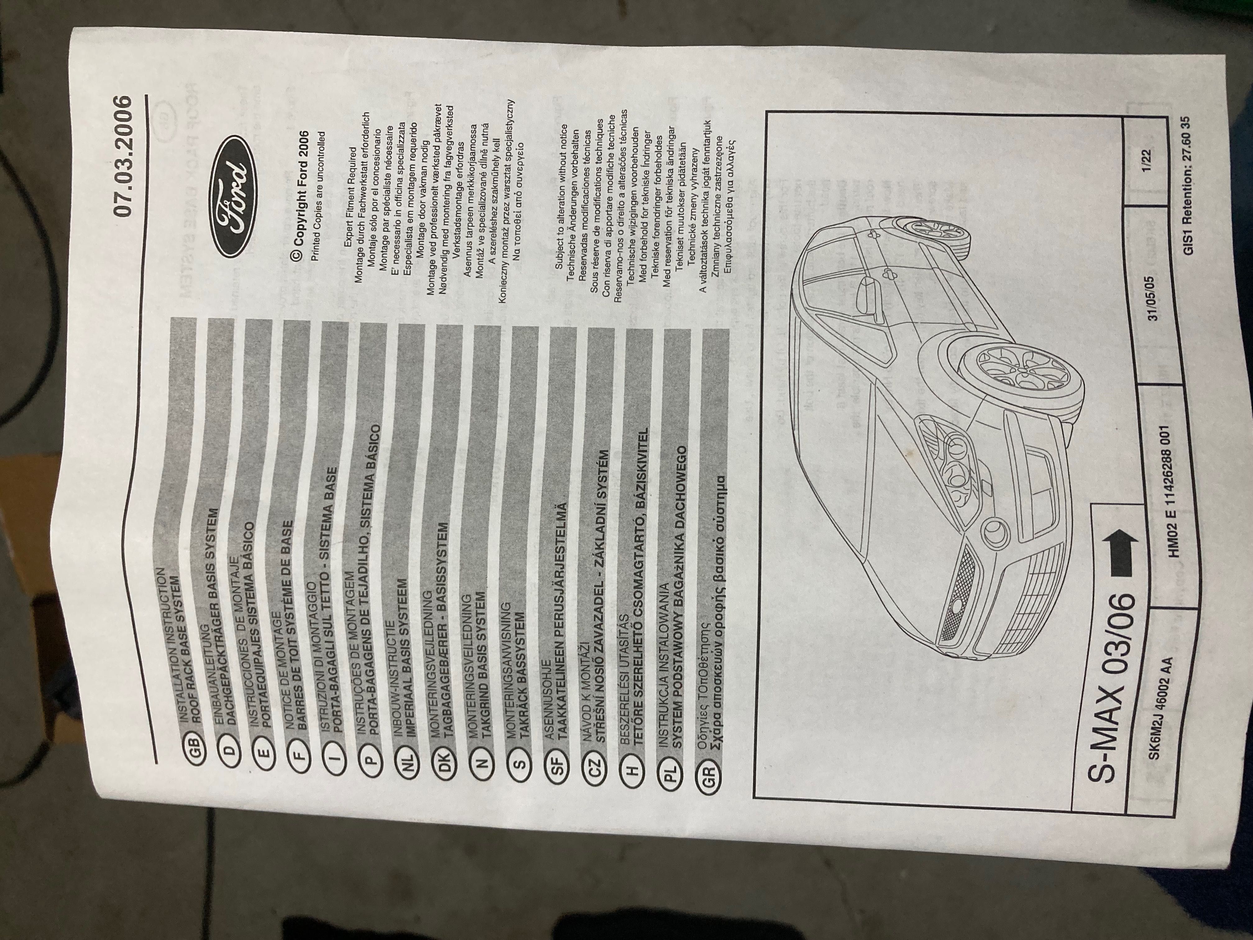 Barras de tejadilho Ford Smax