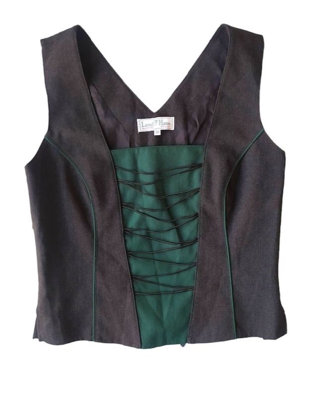 Bluzka gorsetowa vintage 1990s wełna dirndl austriacki top Land Haus