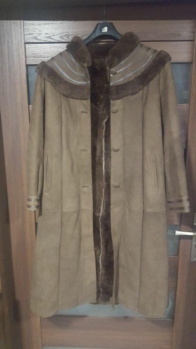 Kożuch naturalny ciemny brąz!