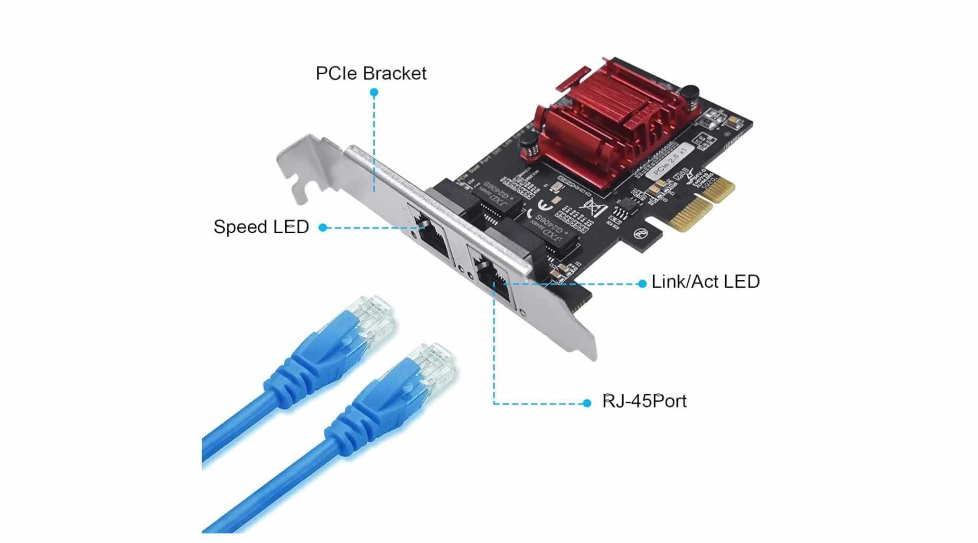 Dwuportowa karta sieciowa PCIe Gigabit Ethernet