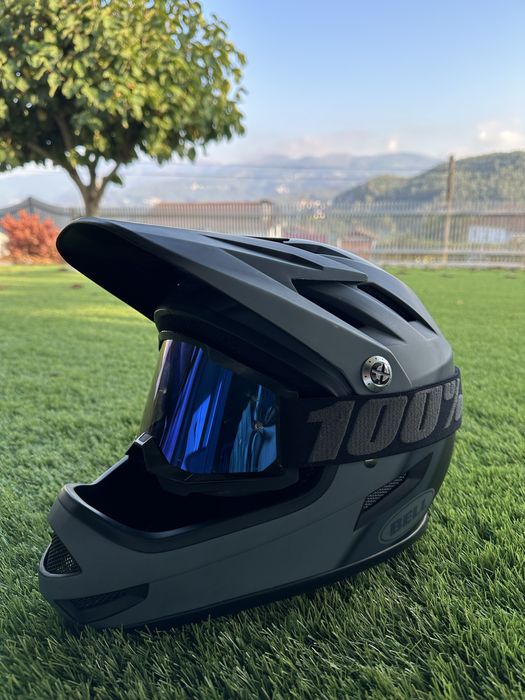 Capacete Downhill Bell + óculos 100%