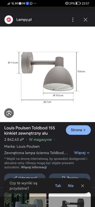 Louis Poulsen Toldbod 155 kinkiet zewnętrzny alu.