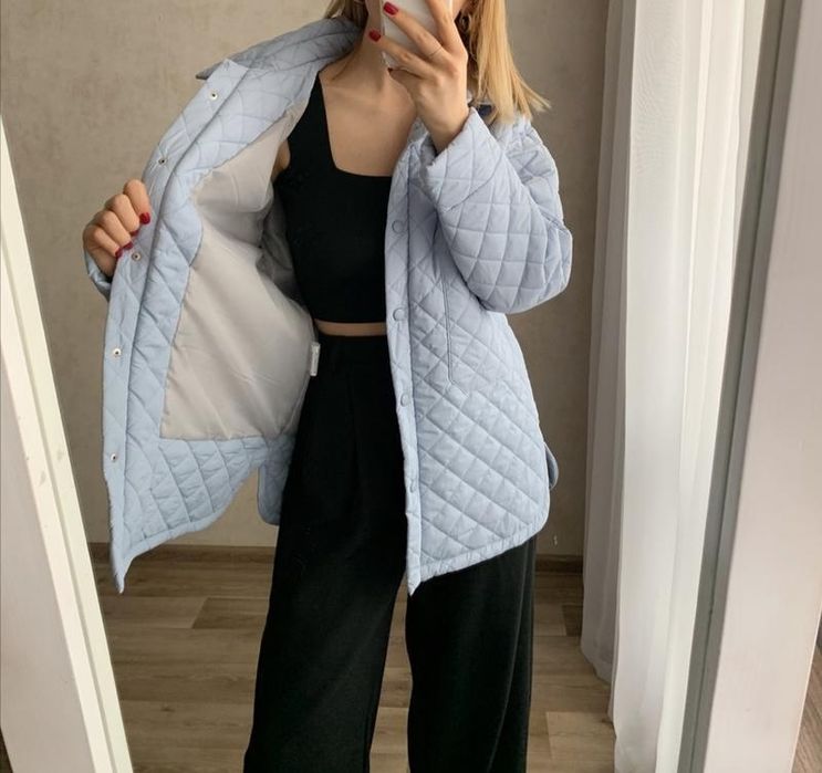 Вільна якісна стьобана куртка/сорочка/бомбер оверсайз xs-m