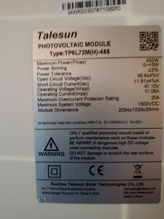 Panele fotowoltaiczne Telesun tp6l72n (h)-455