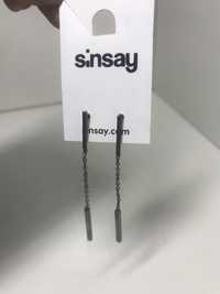 Czarne zwisy kolczyki metalowe sinsay proste simplify minimalistyczne