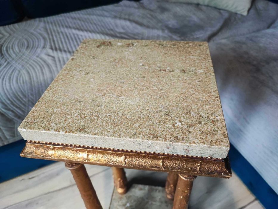 Secesyjny drewniany kwietnik,blaty marmurowe