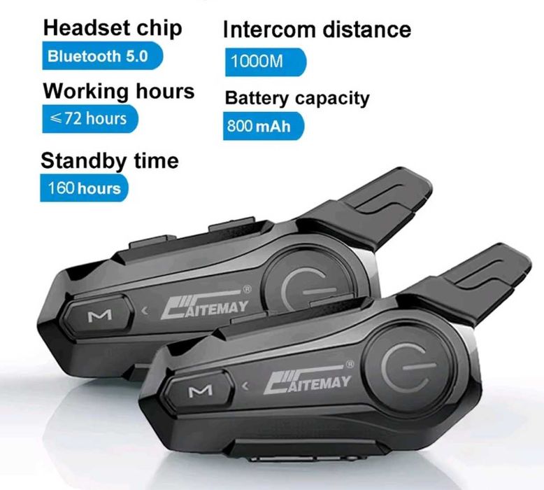 Intercom Catemay X1Plus 2szt,BT5.0,Soft,1000m,800mAh,IPX6,motor,skuter