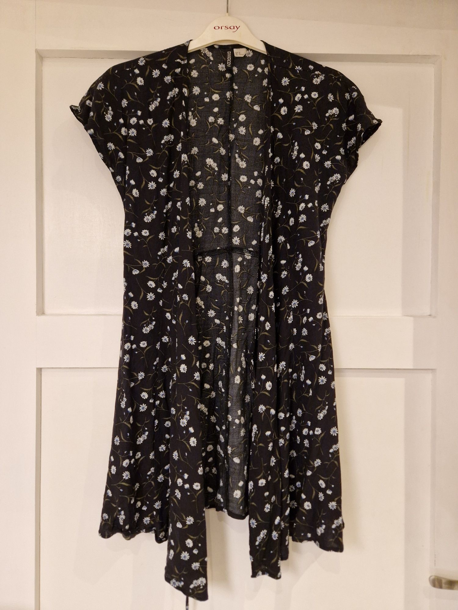 H&M sukienka 42 XL kwiaty floral kopertowa wiązana taliowana