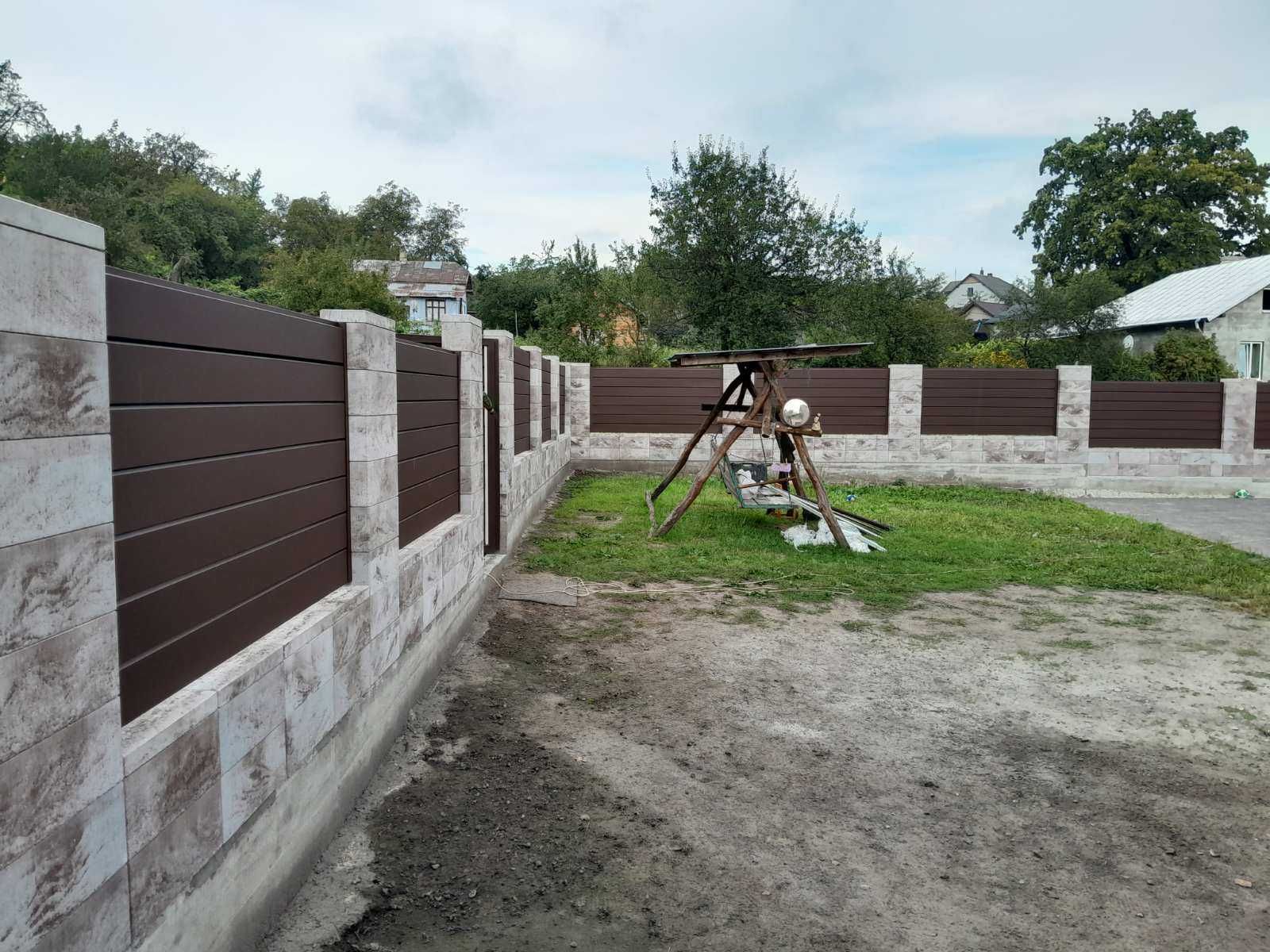 Монтаж паркану, огорожа з блоків під ключ